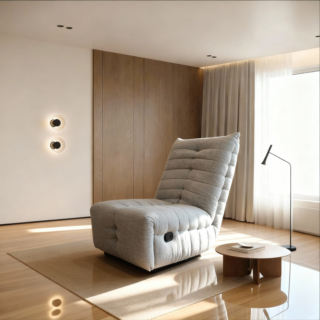 Modern Grey Fabric Lounge Chair