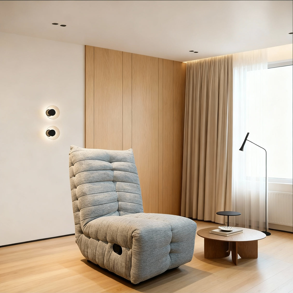 Modern Grey Fabric Lounge Chair