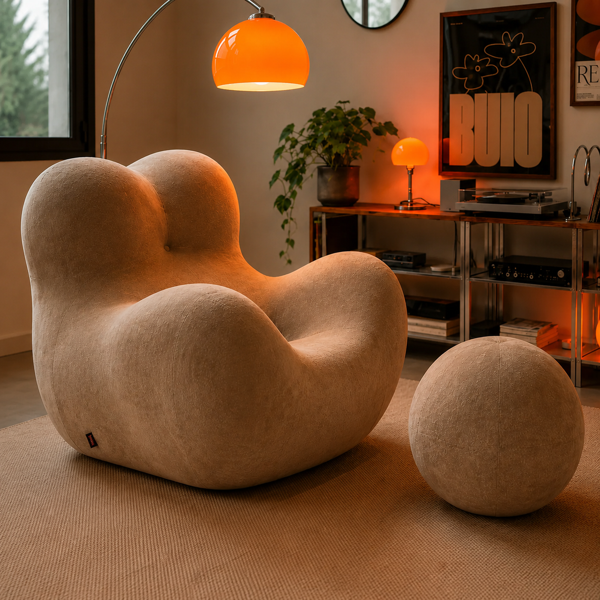 Foam Bubble Chair with Leg Rest