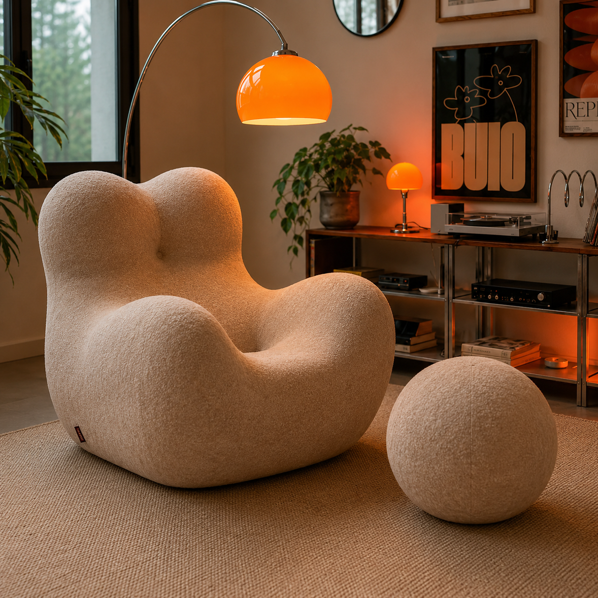 Foam Bubble Chair with Leg Rest