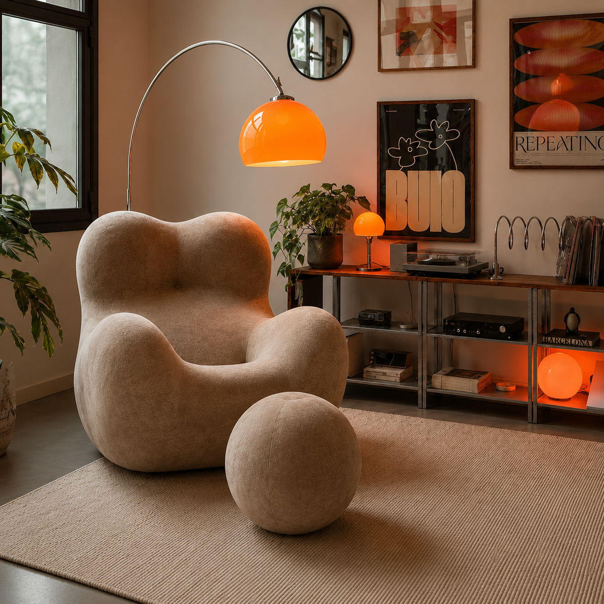 Foam Bubble Chair with Leg Rest