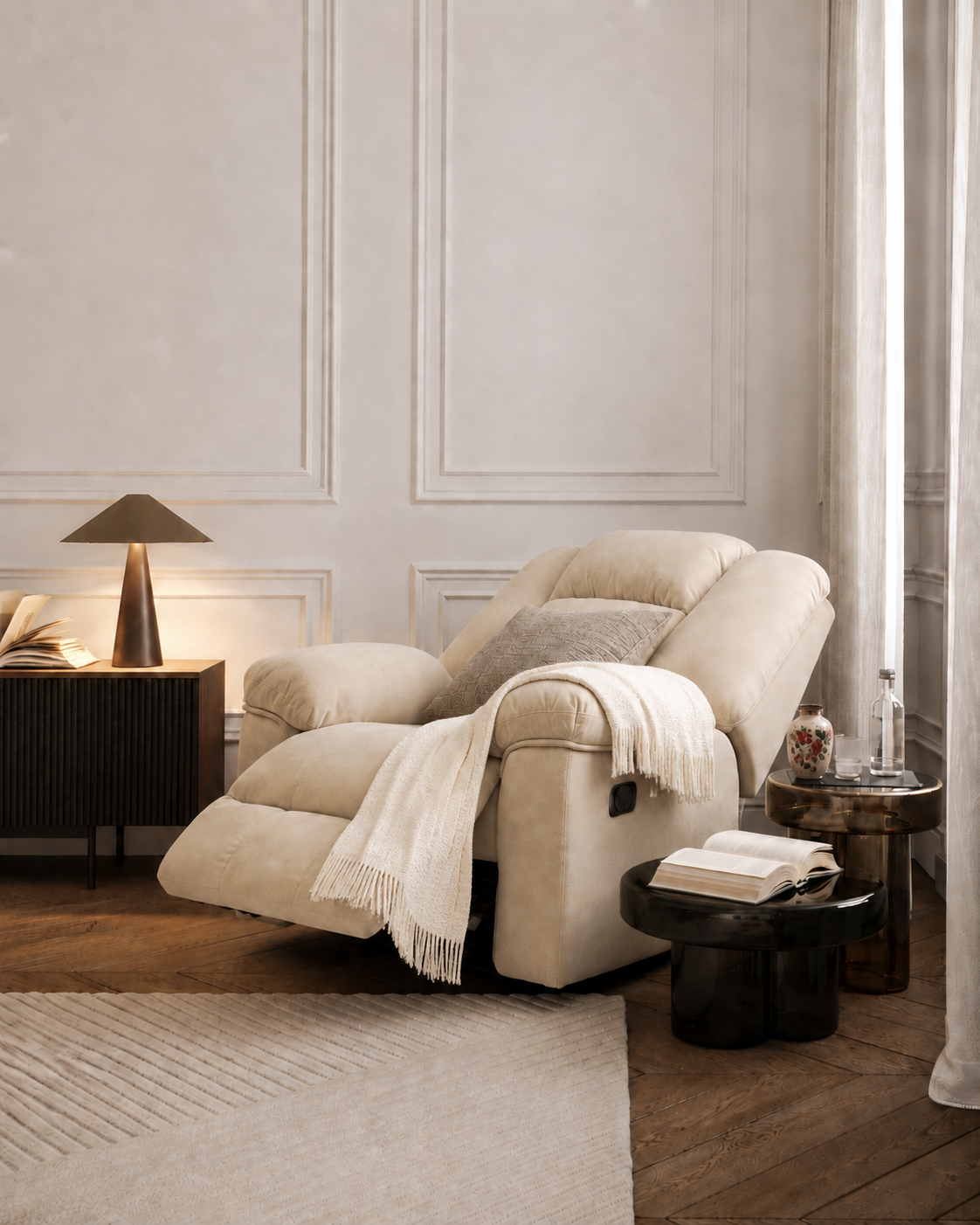 Co-Sleep Recliner with premium velvet texture