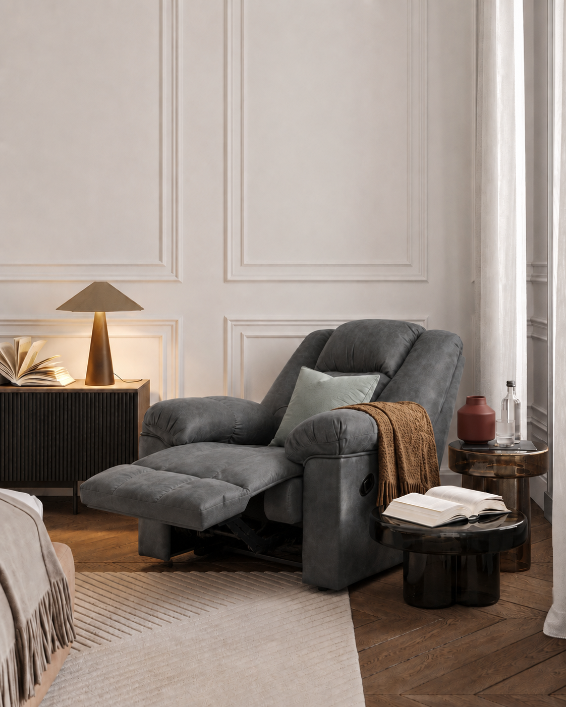 Co-Sleep Recliner with premium velvet texture