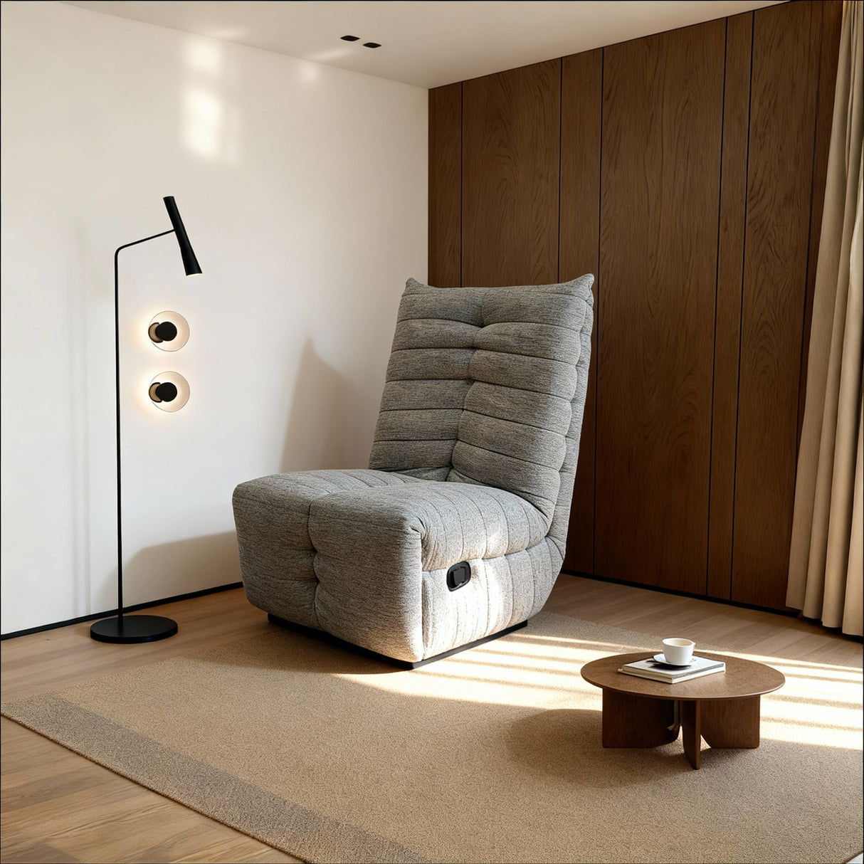 Modern Grey Fabric Lounge Chair