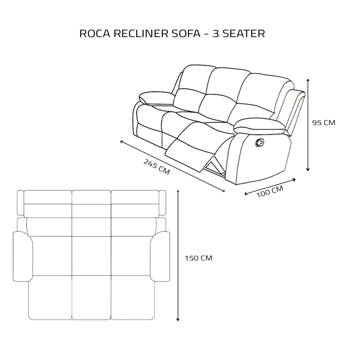 Roca Recliner Sofa – 3 Seater - Merossa