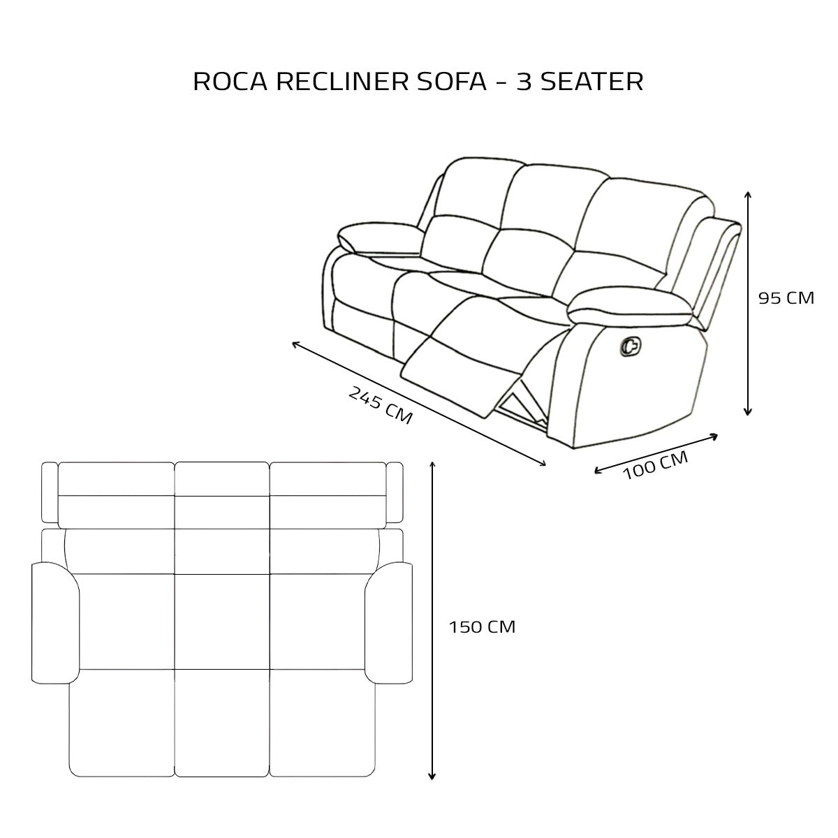Roca Recliner Sofa – 3 Seater