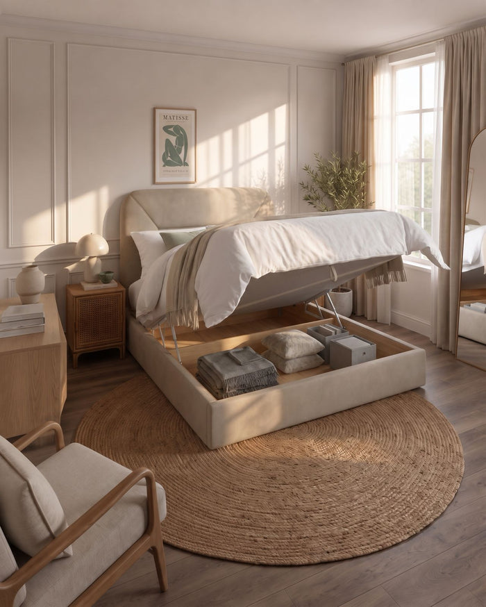 Storage bed - The base lifts up with storage underneath