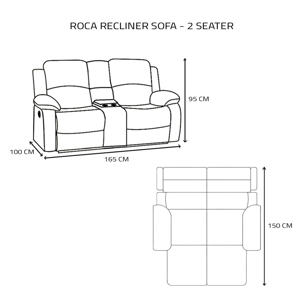 Roca Recliner Sofa – 2 Seater - Merossa