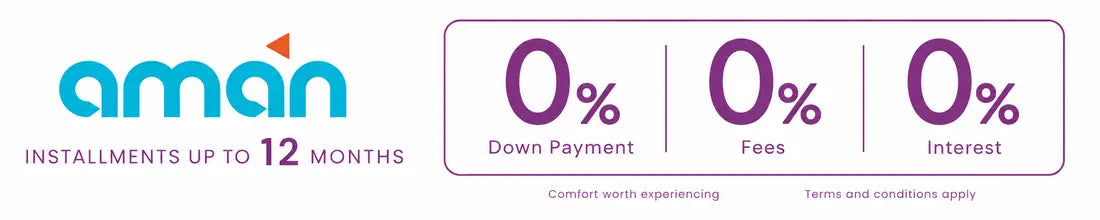 Aman installments up to 12 months, 0% down payment, 0% fees, 0% interest